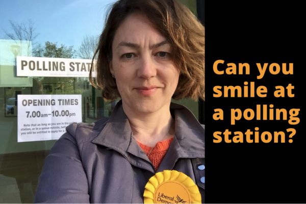 Mary at a polling station