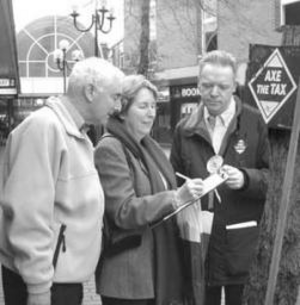 Stephen harvesting signatures for Axe the Tax petition