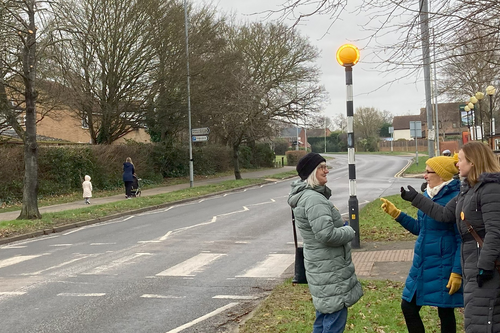 Lib Dem councillors discuss speeding traffic in Copperfield Road