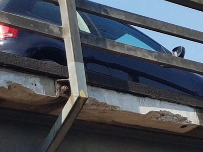 Chelmsford Army and Navy flyover showing chunks missing from the concrete